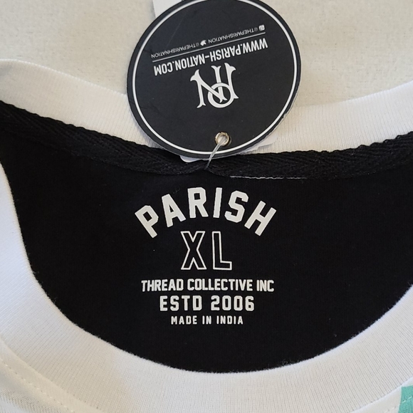 Men's Graphic Tshirt Parish Nation Color Block short slv Health Wealth Wisdom XL - Picture 6 of 7